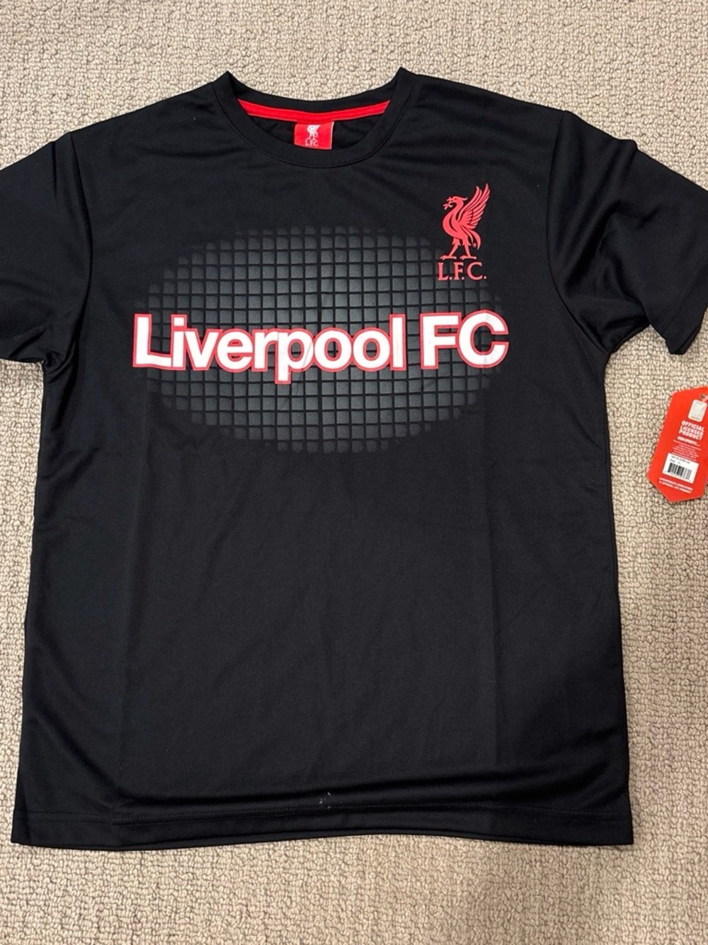 Liverpool Black Tee with Red Crest and Logo